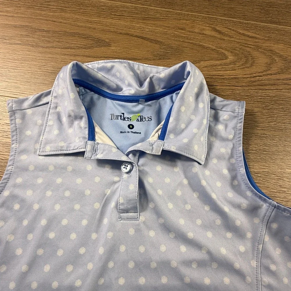 Turtles and Tees Girls Blue Polka Dot Jellyfish Sleeveless Golf Dress Size S